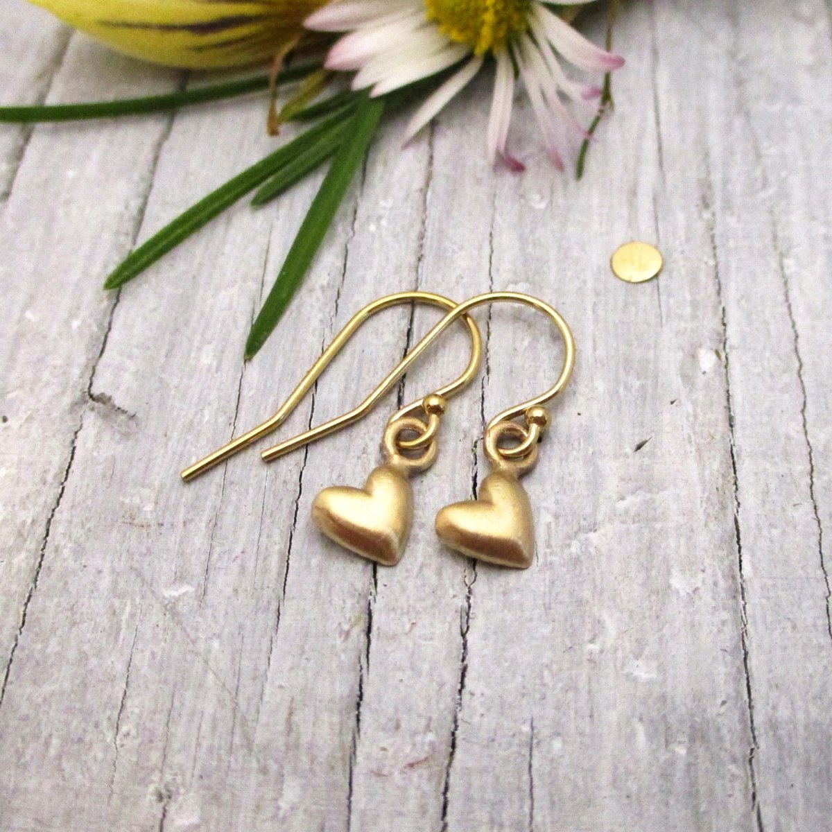14 K Gold Baby Heart Hook Earrings - Luxe Design Jewellery