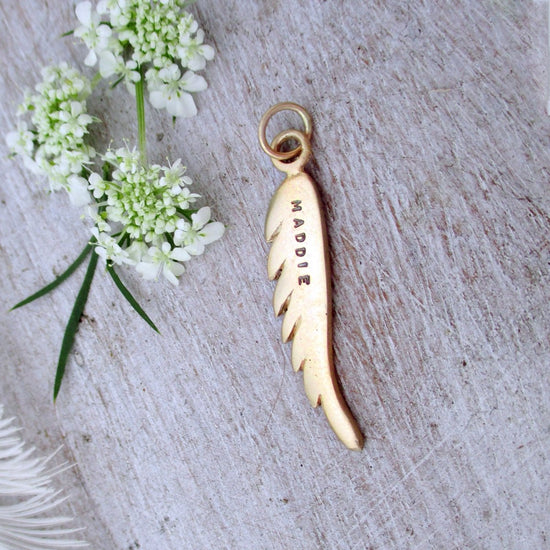 14 Karat Gold Personalized Angel's Wing Charm - Luxe Design Jewellery