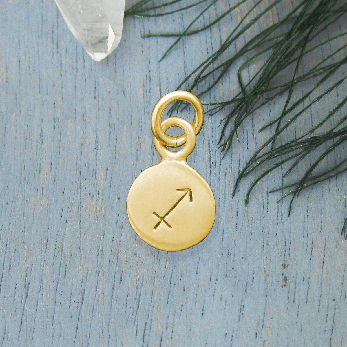 14 Karat Gold SAGITTARIUS Zodiac Disc Charm - Luxe Design Jewellery