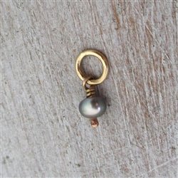 14 Karat Gold Small Grey Pearl Bead Charm - Luxe Design Jewellery