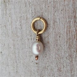 14 Karat Gold Small Oval White Pearl Charm - Luxe Design Jewellery