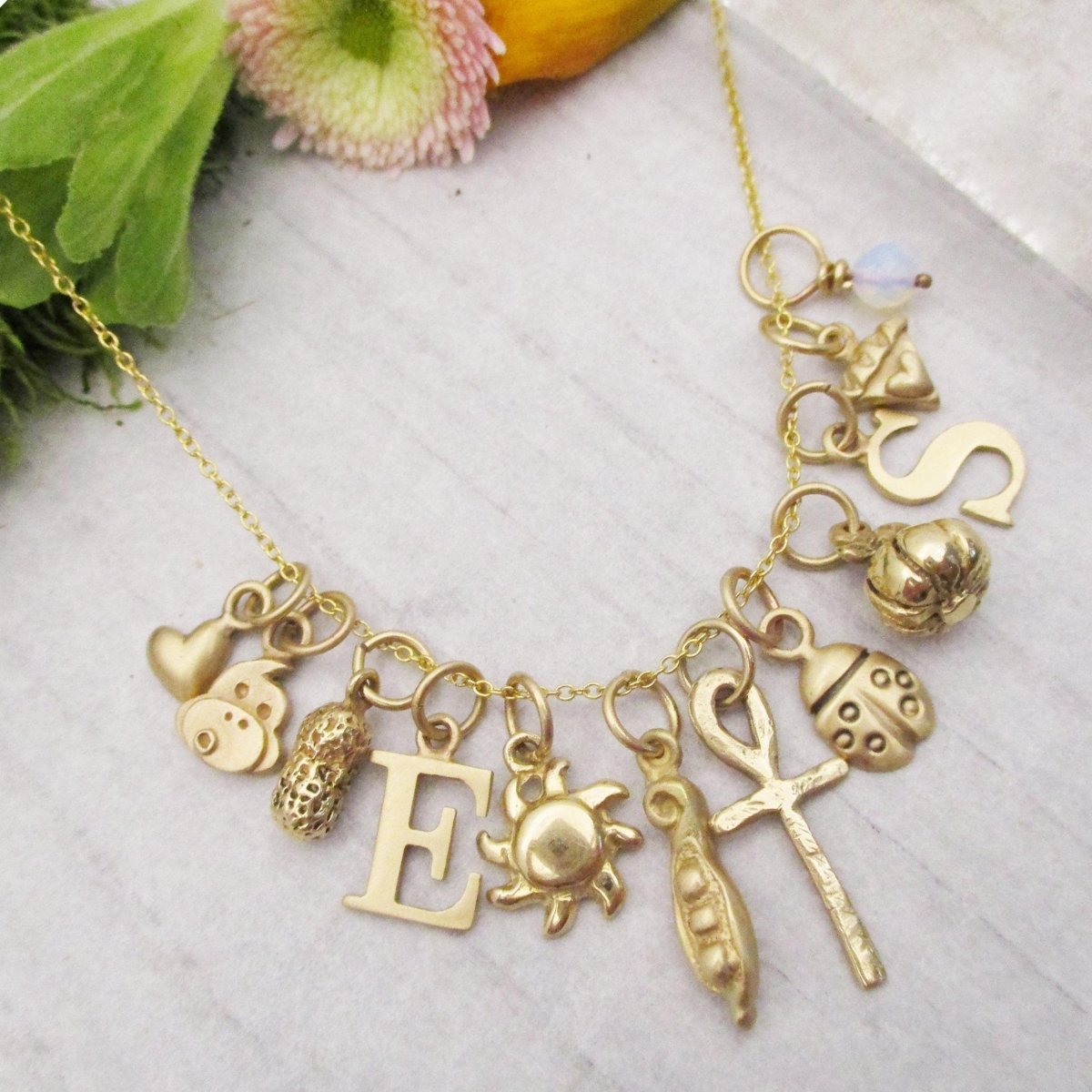14 Karat Gold Sweet Pea Charm, Peas in a Pod Charm, My Sweet Pea Pendant - Luxe Design Jewellery