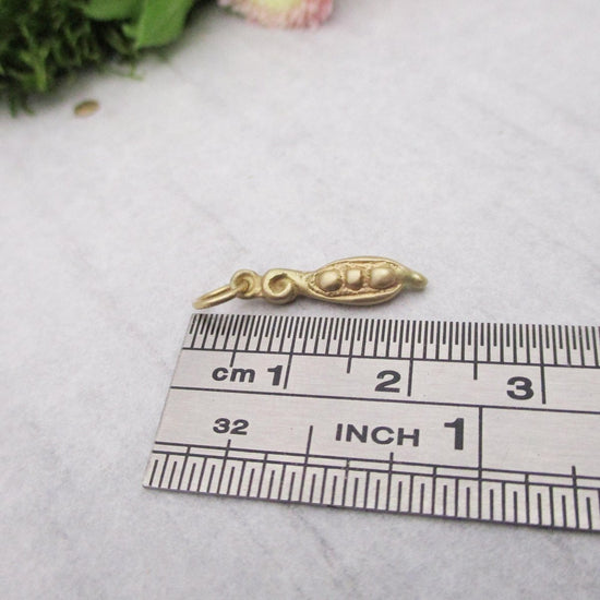 14 Karat Gold Sweet Pea Charm, Peas in a Pod Charm, My Sweet Pea Pendant - Luxe Design Jewellery