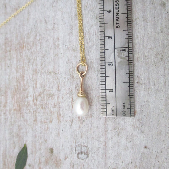 14 Karat Gold White Freshwater Teardrop Pearl Charm - Luxe Design Jewellery