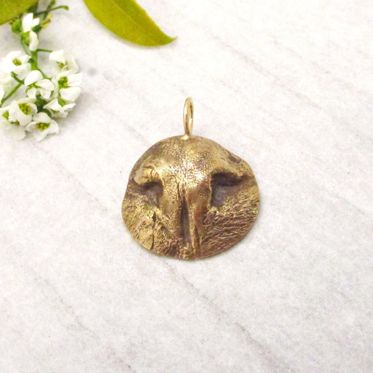 14 Karat Solid Gold Cat Nose Impression Pendant from your own Cat's Nose - Luxe Design Jewellery