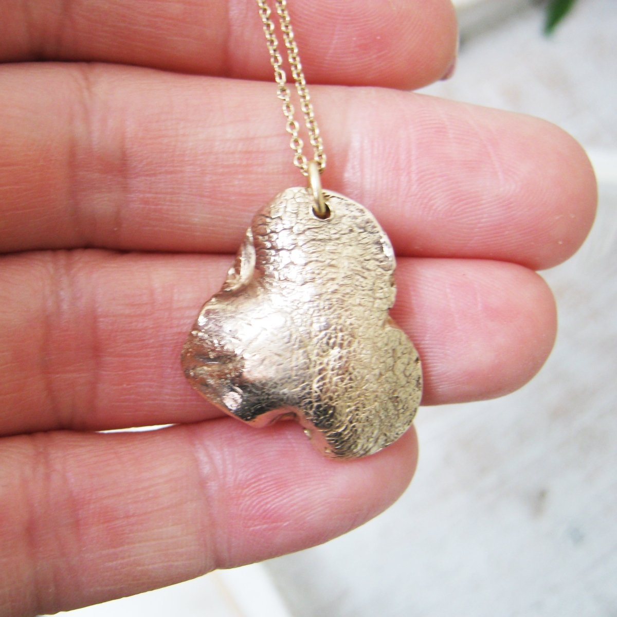 14 Karat Solid Gold Heart Shape Dog Nose Impression Pendant - Medium - Luxe Design Jewellery