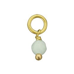 14 KT GOLD Small White Jade Bead Charm - Luxe Design Jewellery
