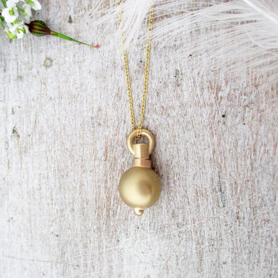 14K Gold 10mm Sphere Pendant for Cremation Ashes, Holds Human or Pet Ashes - Luxe Design Jewellery