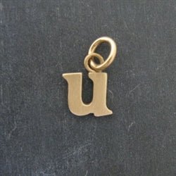 14K Gold Baby Lowercase Letter U Initial Charm - Luxe Design Jewellery