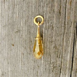 14K Gold Genuine Golden Swarovski Crystal Briolette Charm - Luxe Design Jewellery