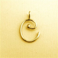 14K Gold Handmade Script Initial Pendant Letter C - Luxe Design Jewellery