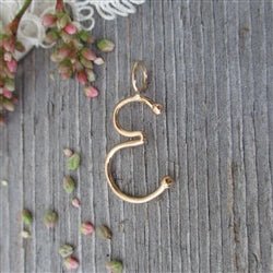 14K Gold Handmade Script Initial Pendant Letter E - Luxe Design Jewellery