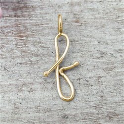 14K Gold Handmade Script Initial Pendant Letter F - Luxe Design Jewellery