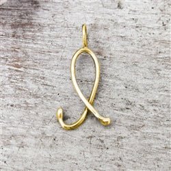 14K Gold Handmade Script Initial Pendant Letter I - Luxe Design Jewellery