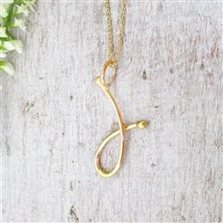 14K Gold Handmade Script Initial Pendant Letter J - Luxe Design Jewellery