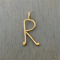 14K Gold Handmade Script Initial Pendant Letter R - Luxe Design Jewellery
