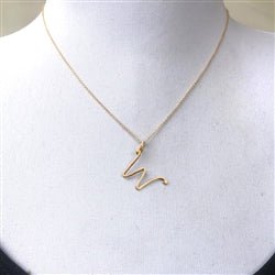 14K Gold Handmade Script Initial Pendant Letter W - Luxe Design Jewellery