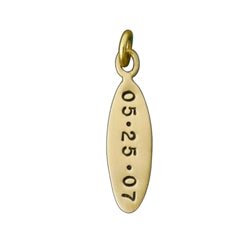 14K Gold Medium Oval Personalized Date Charm - Luxe Design Jewellery