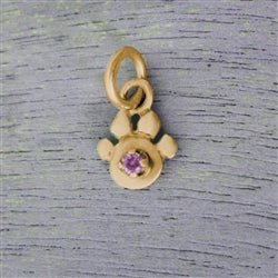 14K Gold Paw and Basket Set Genuine Birthstone Charm available in 13 Colors - Luxe Design Jewellery