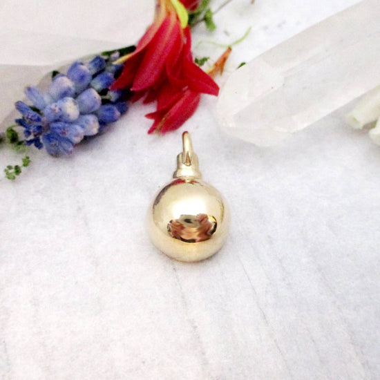 14K Gold Personalized Half Dome Cremation Ashes Urn Pendant with Initial - Luxe Design Jewellery