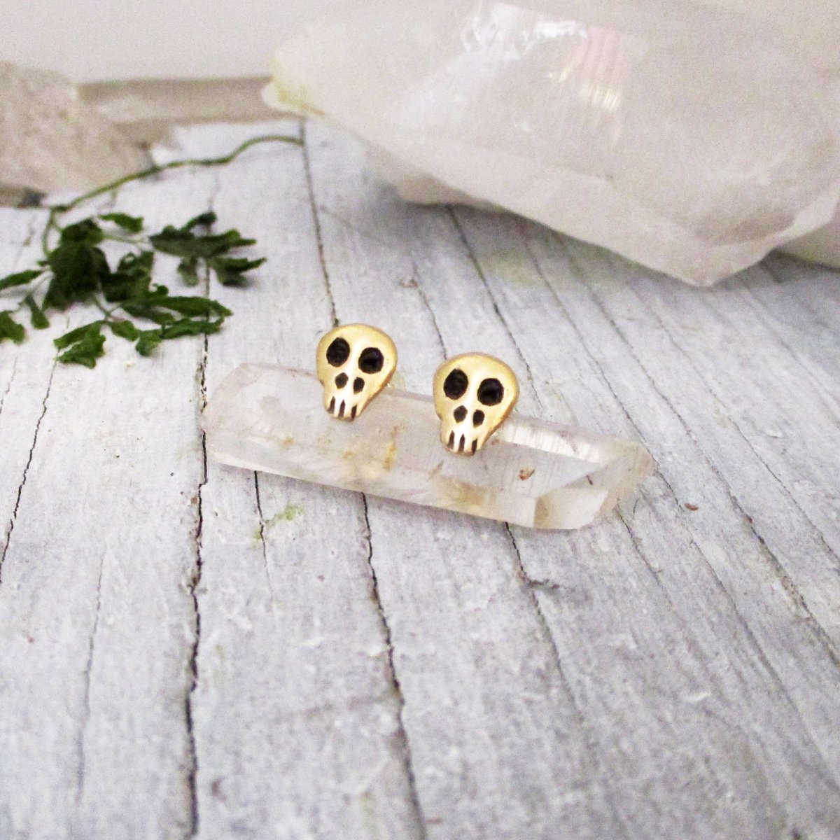 14K Gold Tiny Skull Post Earrings - Luxe Design Jewellery