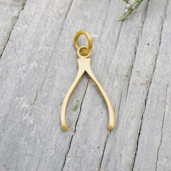 14k Gold Wishbone Good Luck Charm - Luxe Design Jewellery