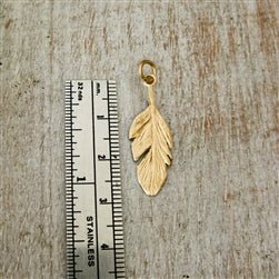 14K Solid Gold Feather Charm - Luxe Design Jewellery