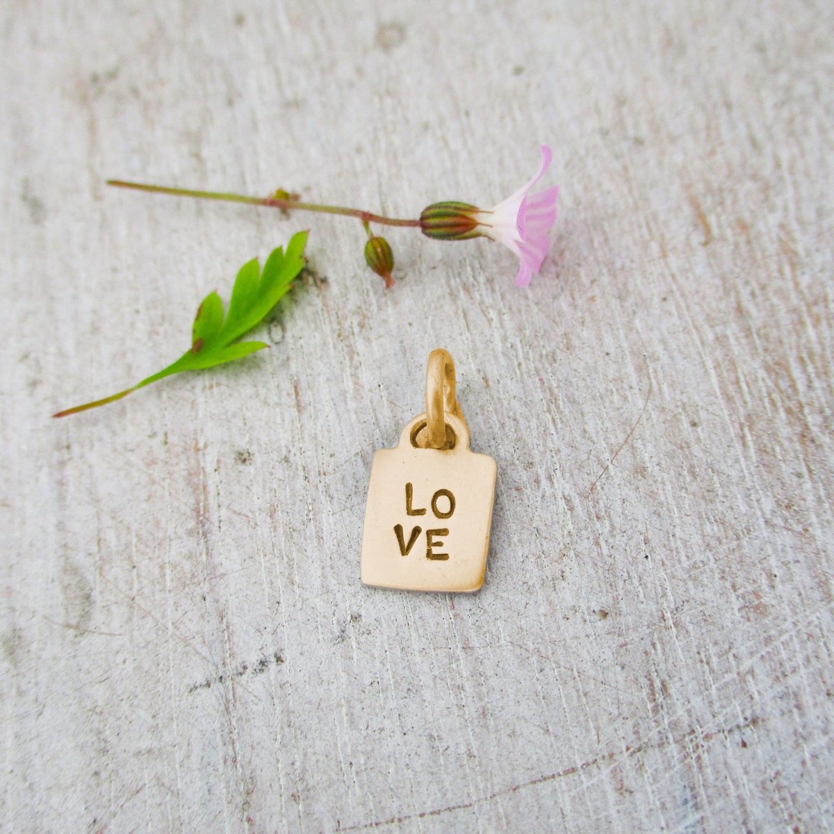 14K Solid Gold Love Tag Charm - Luxe Design Jewellery