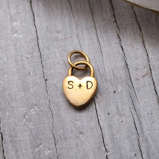 14k Solid Gold Lovelock Heart Padlock Charm with 3 Characters - Luxe Design Jewellery
