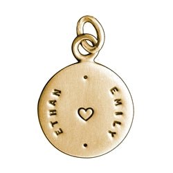 14k Solid Gold Personalized Disc Two Vertical Names Charm - Luxe Design Jewellery