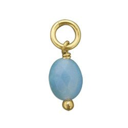 14K Yellow GOLD Large Blue Agate Bead Charm - Luxe Design Jewellery