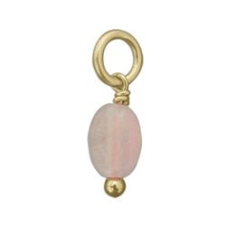 14K Yellow GOLD Large Pink Jade Bead Charm - Luxe Design Jewellery