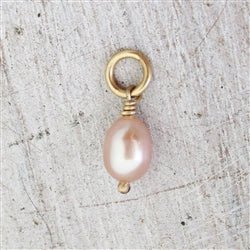 14K Yellow Gold Large Warm Pink Pearl Charm - Luxe Design Jewellery