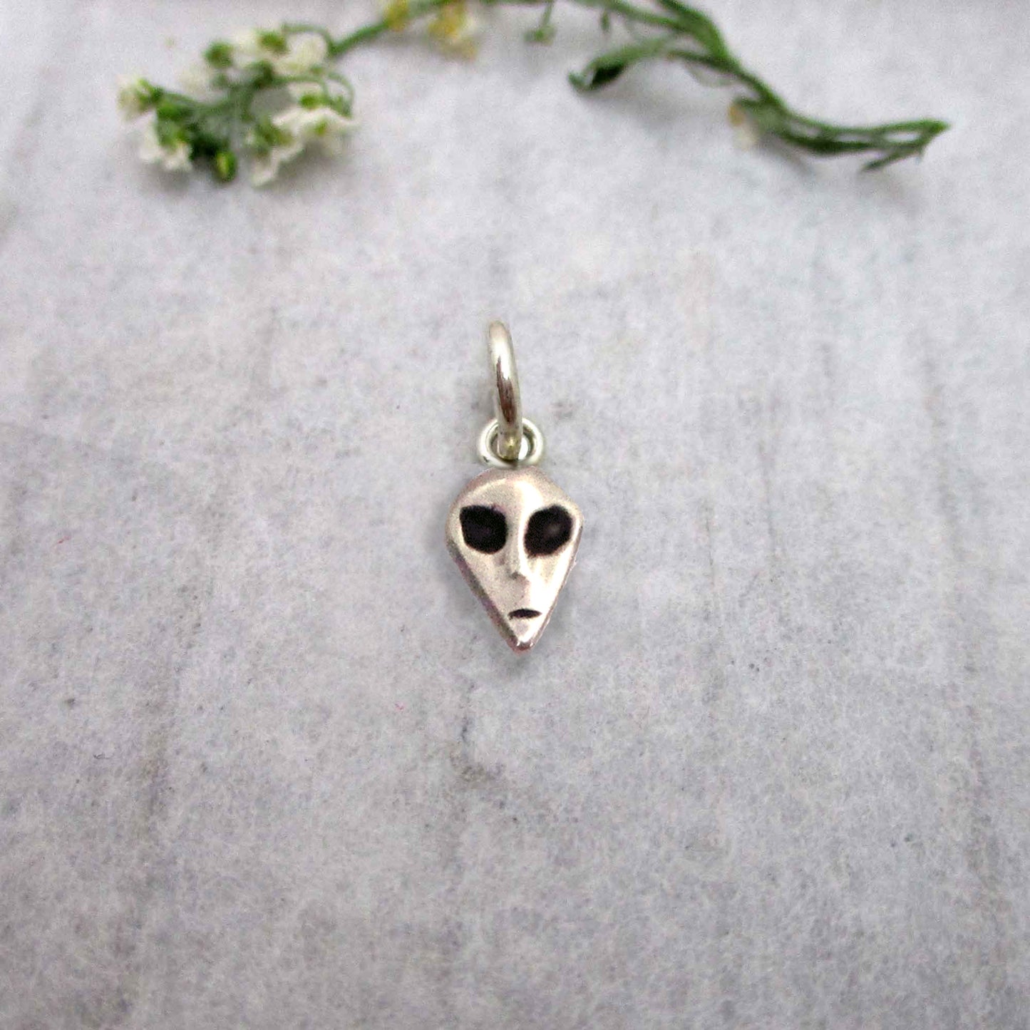 Tiny Alien Necklace in Sterling Silver
