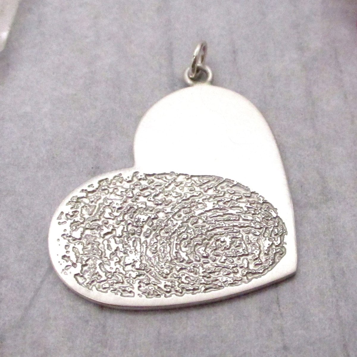 Big Heart Fingerprint Pendant in Silver. Add fingerprints, footprints, handprints, pawprints. - Luxe Design Jewellery