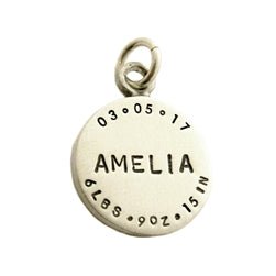 Birth Announcement Personalized Silver Charm - Luxe Design Jewellery