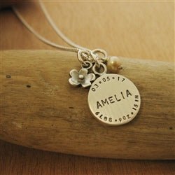 Birth Announcement Personalized Silver Necklace - Luxe Design Jewellery