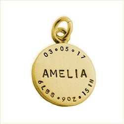 Birth Announcement Personalized Solid 14K Gold Charm - Luxe Design Jewellery