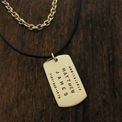 Birth Announcement Silver Personalized Dog Tag Necklace - Luxe Design Jewellery