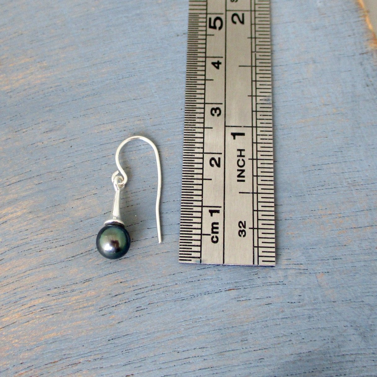 Black Freshwater Pearl Hook Earrings, Sterling Silver - Luxe Design Jewellery