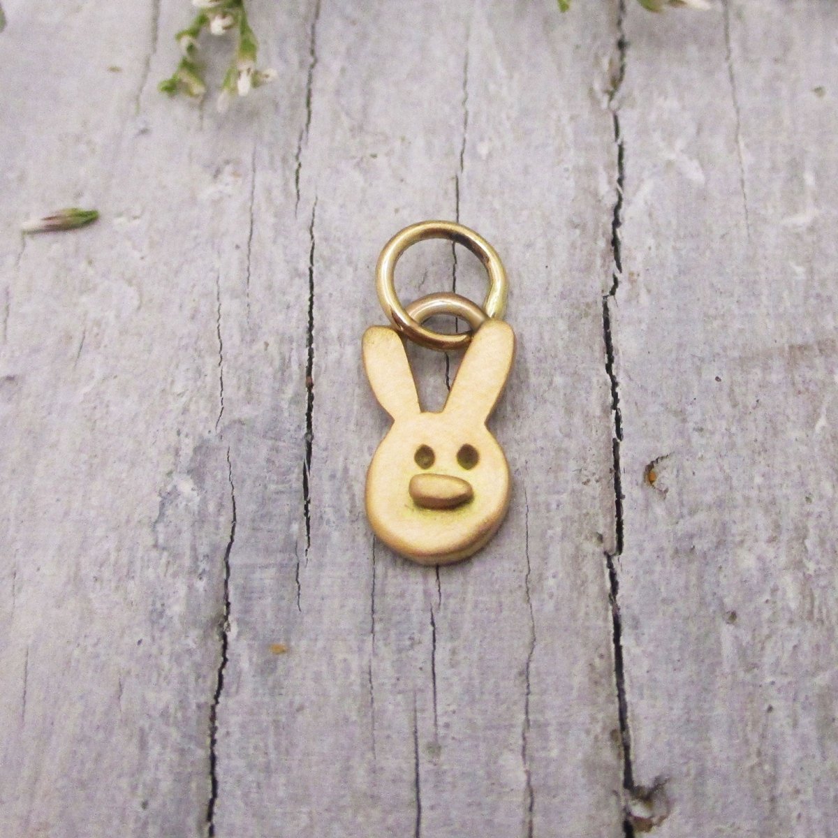 Bunny Face Charm, Year of the Rabbit Charm in 14K Yellow Gold - Luxe Design Jewellery