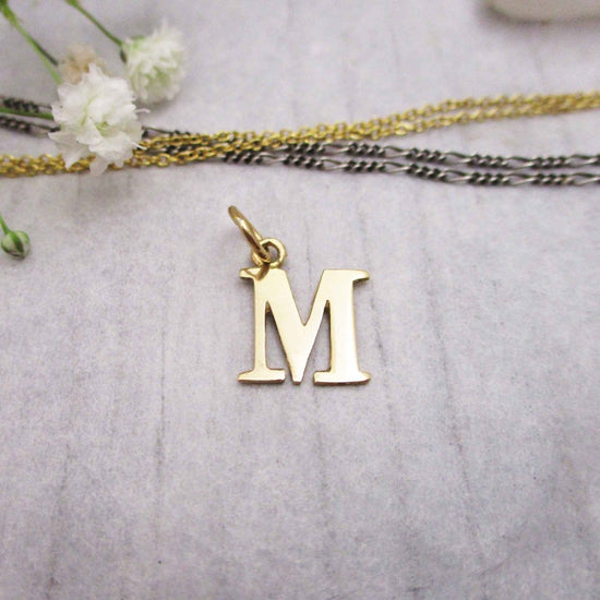 Capital Letter M Initial Charm in 14K Yellow, Rose or White Gold - Luxe Design Jewellery