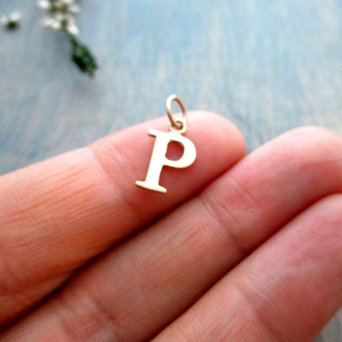 Capital Letter P Initial Charm in 14K Yellow, Rose or White Gold - Luxe Design Jewellery