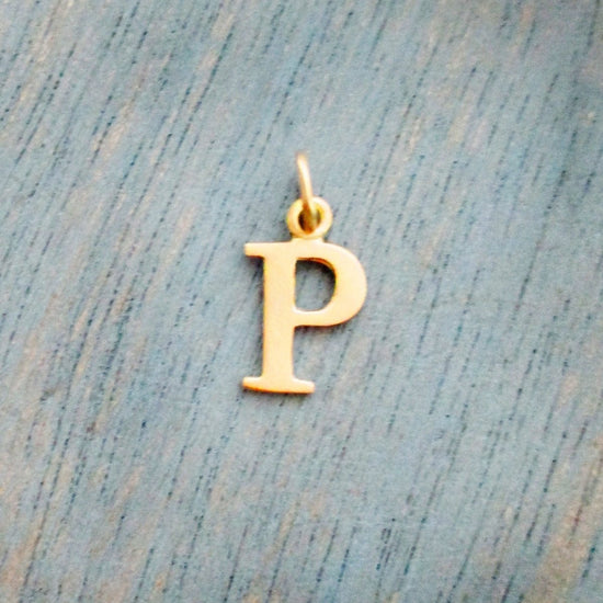 Capital Letter P Initial Charm in 14K Yellow, Rose or White Gold - Luxe Design Jewellery
