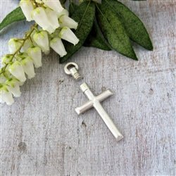 Cross Urn Pendant for Cremation Ashes Sterling Silver - Luxe Design Jewellery