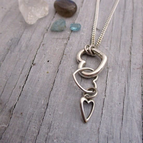 Curb Chain with Heart Push Clasp in Sterling Silver, 2mm Curb Chain - Luxe Design Jewellery