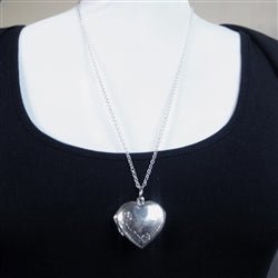 Engraved Large Sterling Silver Heart Locket - Luxe Design Jewellery