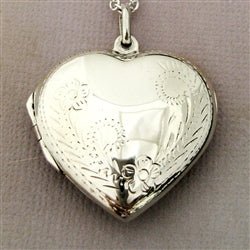 Engraved Large Sterling Silver Heart Locket - Luxe Design Jewellery