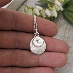 Fingerprint and Cursive Disc Initial Necklace - Luxe Design Jewellery
