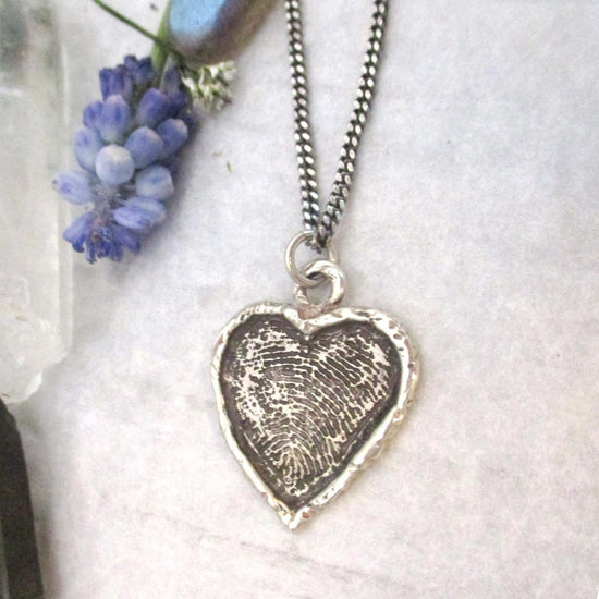 Framed Heart Fingerprint Pendant in Sterling Silver - Luxe Design Jewellery